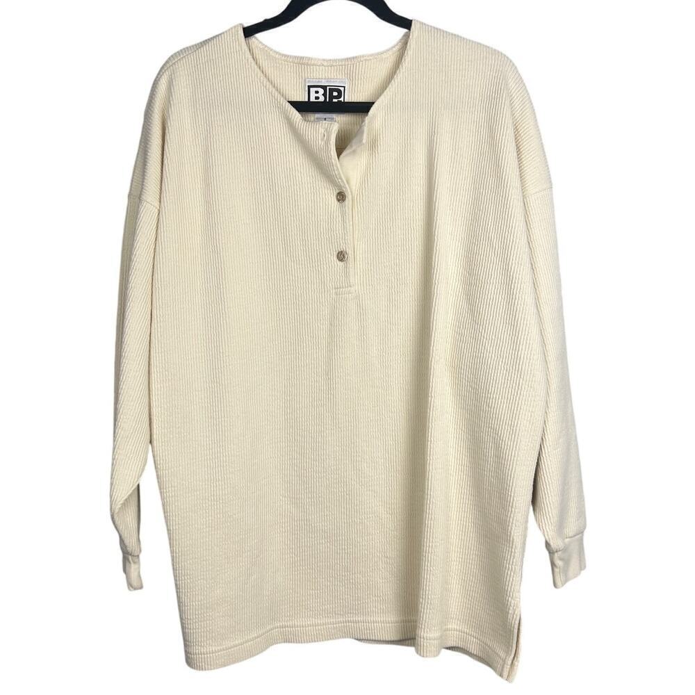 B.P Nordstrom Cotton Blend Textured Long Sleeve Pullover Size S